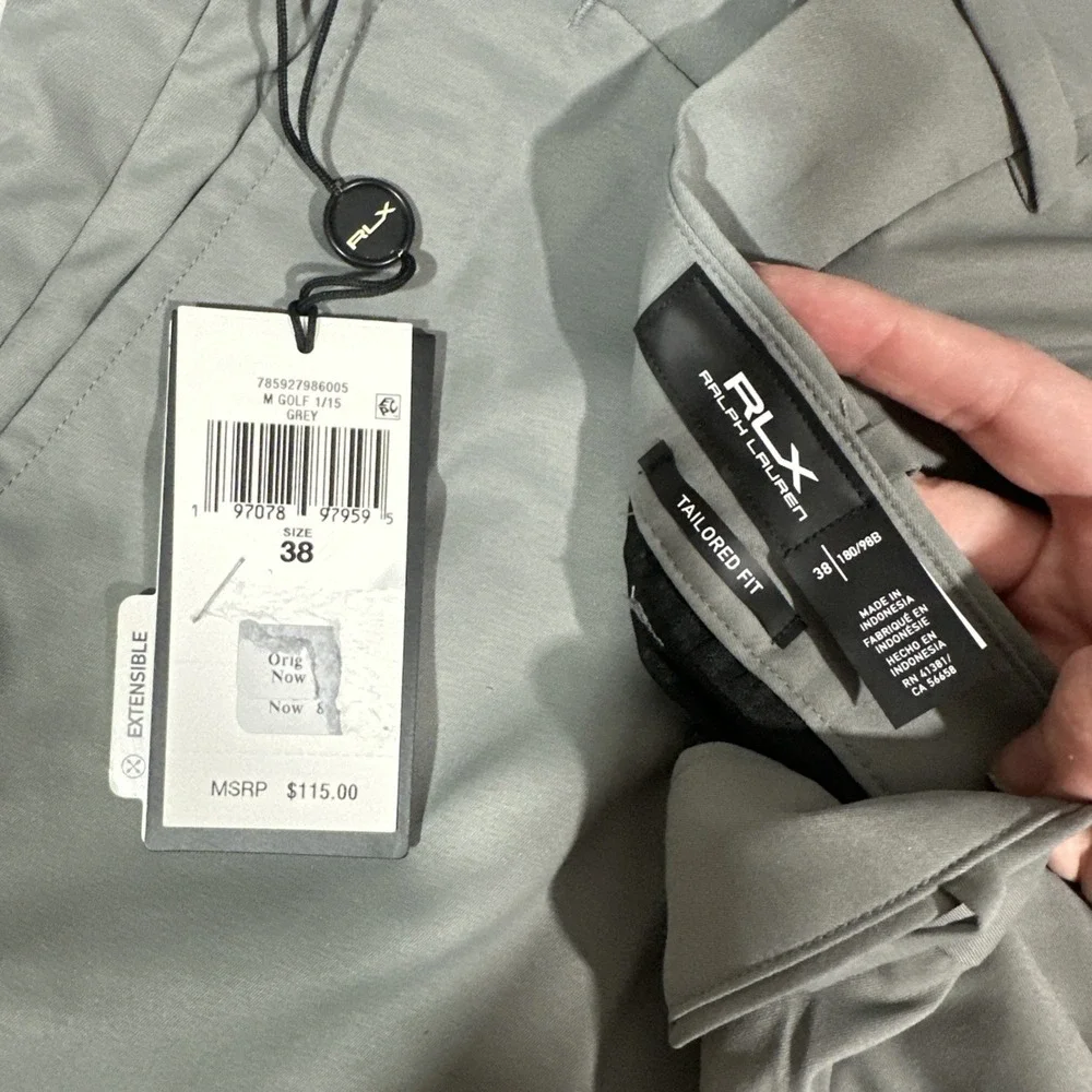 NWT $115 Rlx Ralph Lauren [ 38 ] Golf Tailored Fit Performance Shorts Grey U1663